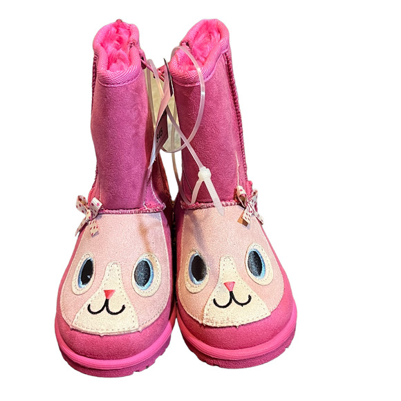 Okie Dokie OD Bing Pink Cat Faux Fur Lined Winter Boots US Size 10 - Picture 1 of 6